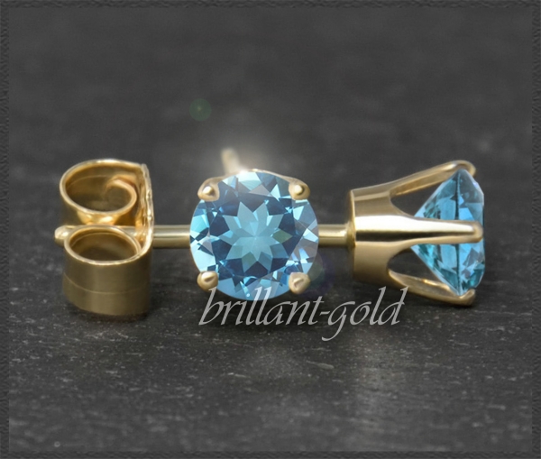 Preview: Ohrstecker 585 Gold Topas blau 4,5,6,7mm